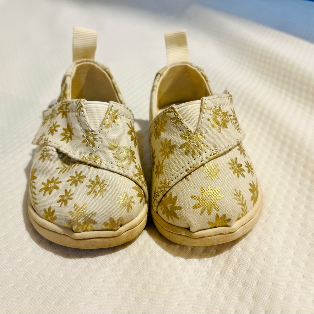 Toms Gold and Cream Baby Walker Shoes